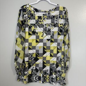 JM Collection Women’s Size L Multicolor Studded 3/4 Sleeves Blue Green